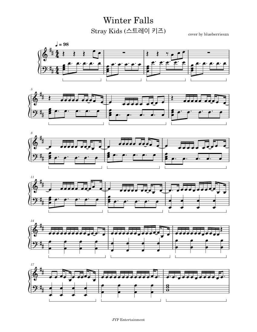 Winter Falls Stray Kids (스트레이 키즈) piano tutorial