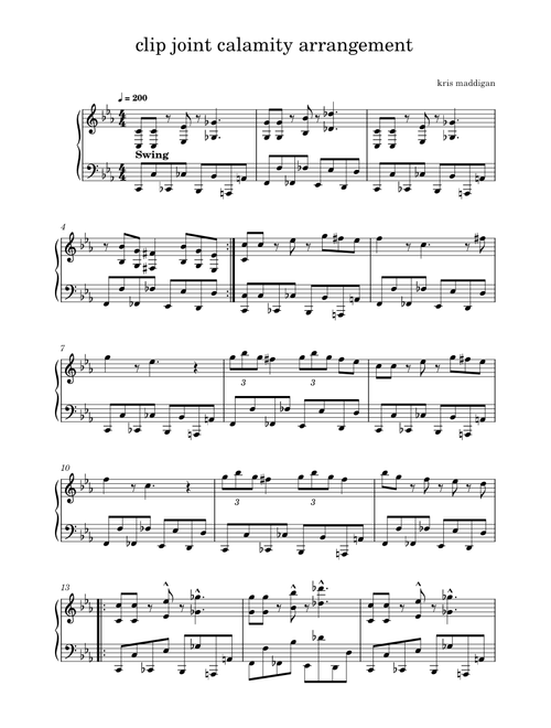 Clip Joint Calamity – Kris Maddigan clip joint calamity arrangement - wip