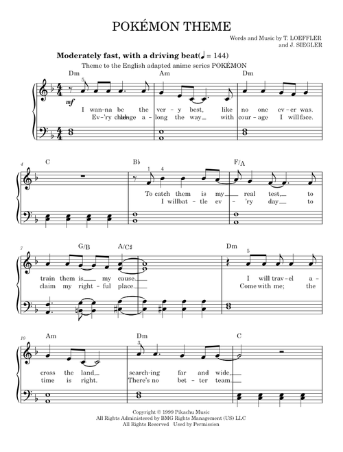 Pokemon Theme - J. Siegler (Easy Piano)