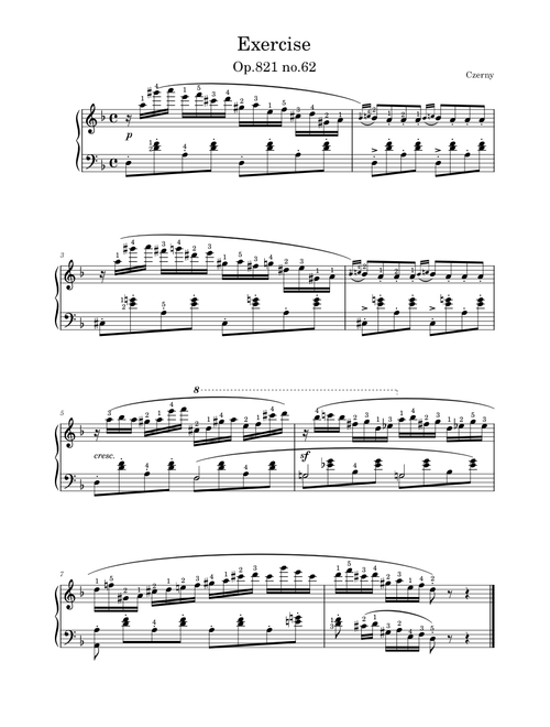 Exercise Op.821 No.62 - Czerny Sheet Music for Piano (Solo