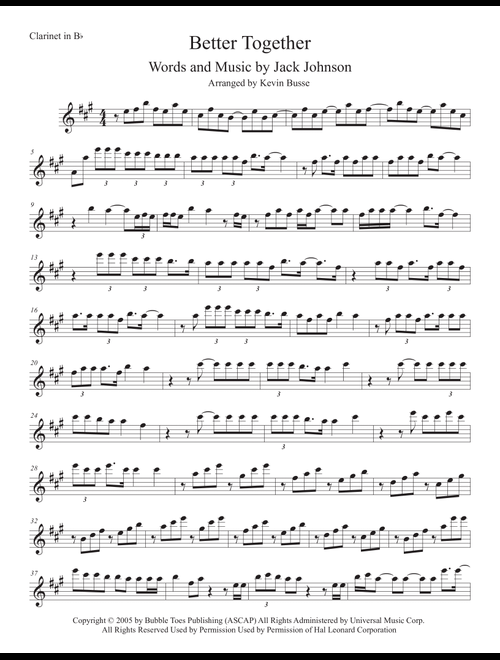 Better Together (Arr. Kevin Busse) - Jack Johnson (Clarinet Solo)