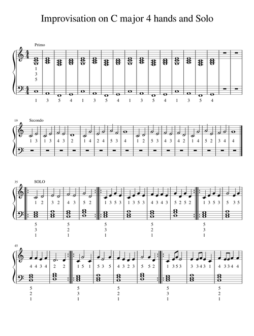 Improvisation on C major 4 hands and Solo