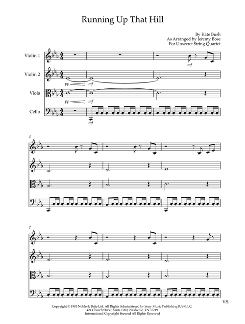 Running Up That Hill (Arr. Jeremy Bose for Unsecret String Quartet) - Kate Bush (String Quartet)