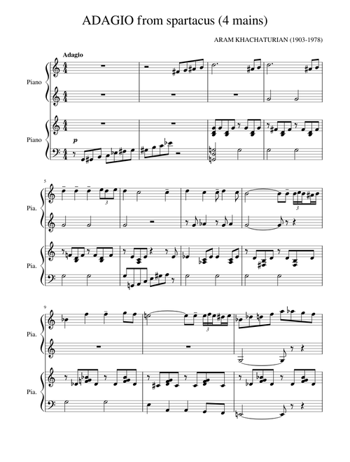 ADAGIO from spartacus (4 mains)