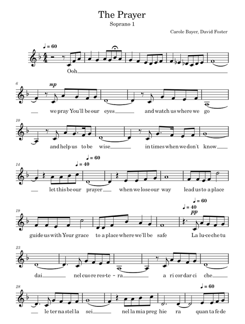 The Prayer – Soprano 1
