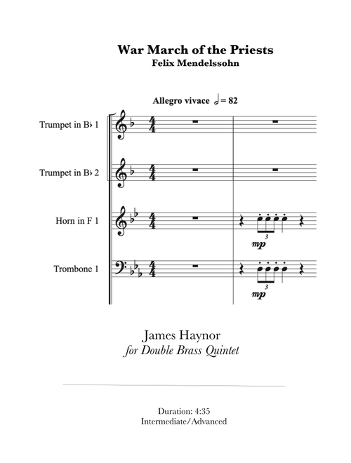 War March of the Priests for Double Brass Quintet (Arr. James Haynor) - Felix Mendelssohn (Brass Ensemble)