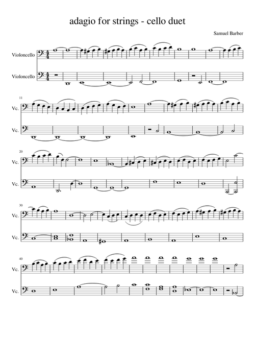 adagio for strings - cello duet