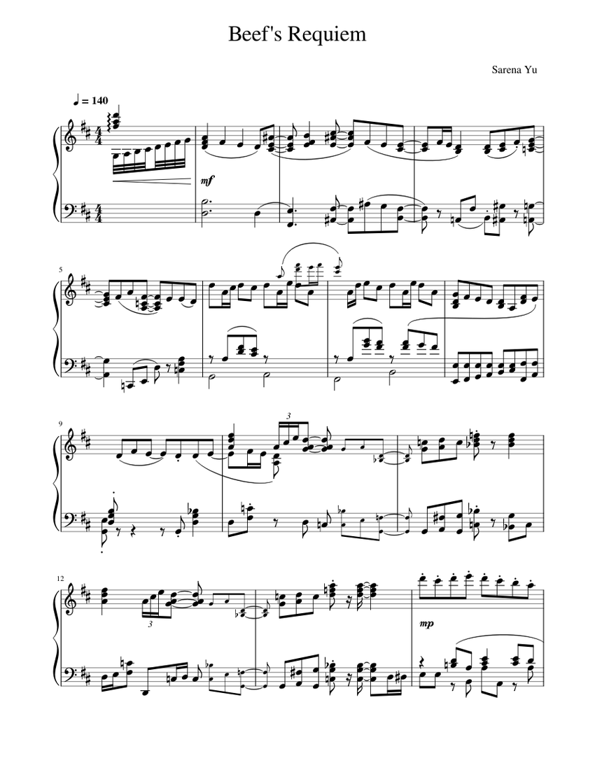 Beef's Requiem Sheet Music for Piano (Solo) | MuseScore.com