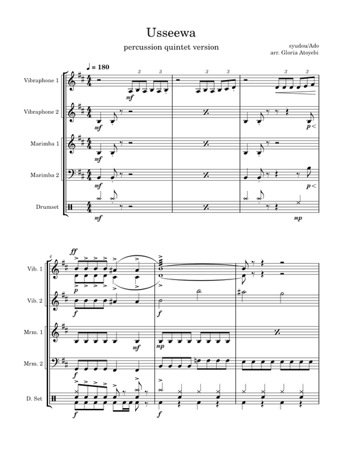 Usseewa (うっせぇわ ) - Ado – Ado Usseewa (うっせぇわ ) - Ado – percussion quintet