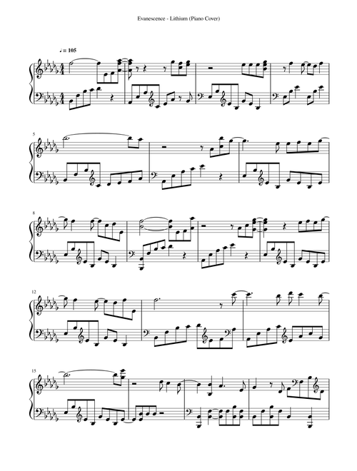 Lithium (Arr. JohnHenry) - Evanescence (Piano Solo)