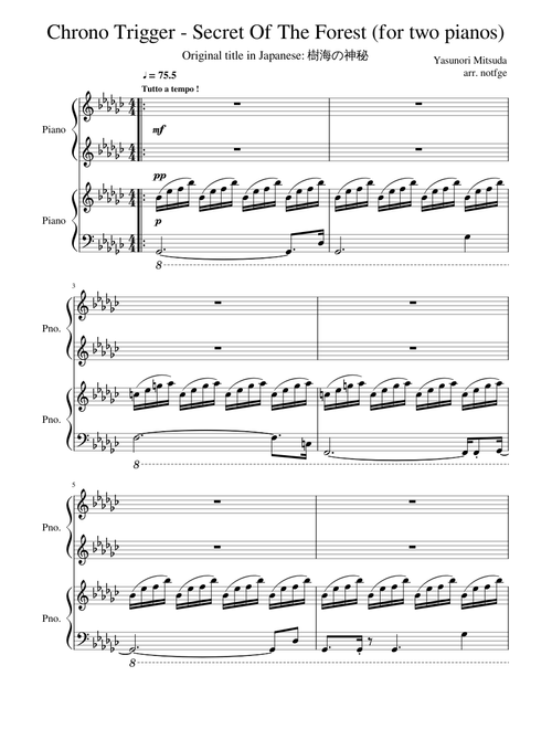 Chrono Trigger: Secret Of The Forest (for two pianos)