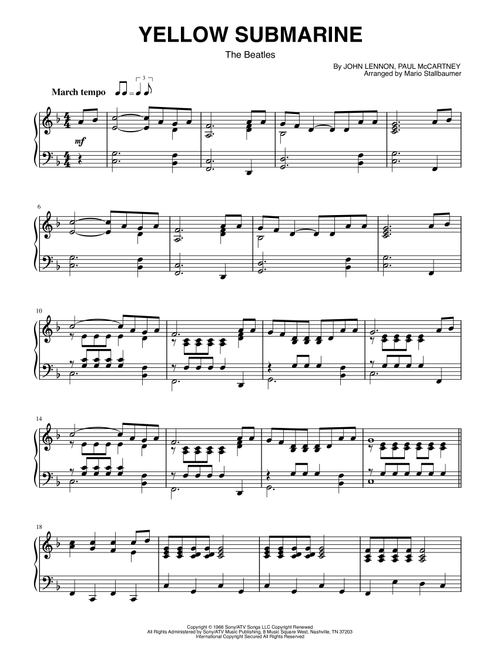 Yellow Submarine (Arr. Mario Stallbaumer) - The Beatles (Piano Solo)