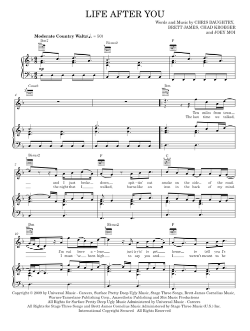 Life after you - Daughtry (Piano-Vocal-Guitar)