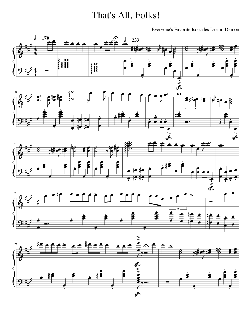 We'll Meet Again? Bill Cipher That's All, Folks! Sheet music for