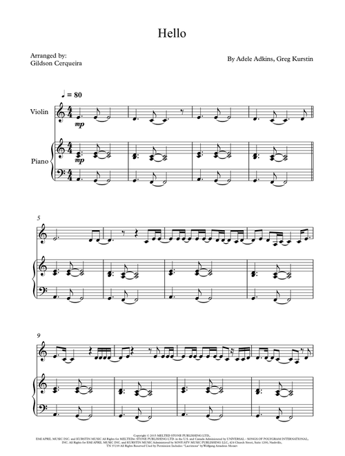 Hello (Arr. Gildson Cerqueira) - Adele (Violin and Piano)