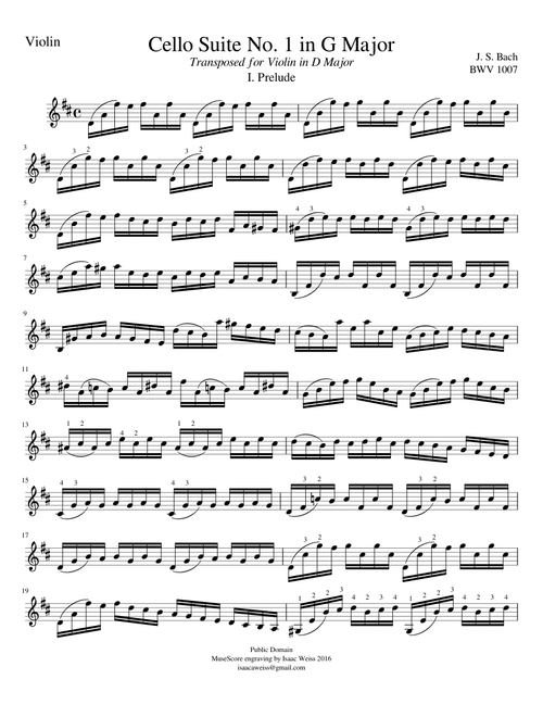 Bach Cello Suite No. 1 in G Major BWV 1007: Prelude (for Violin)