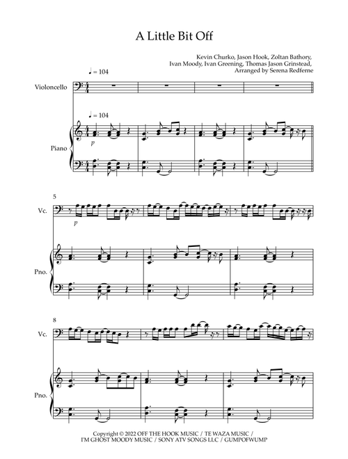 A Little Bit Off (Arr. Serena Redferne) - Five Finger Death Punch (Cello and Piano)