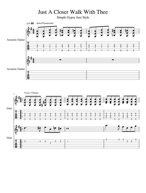 Just A Closer Walk With Thee (Simple Gypsy Jazz Style)