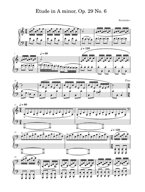 Etude in A minor, Op. 29 No. 6 - Korzhukov