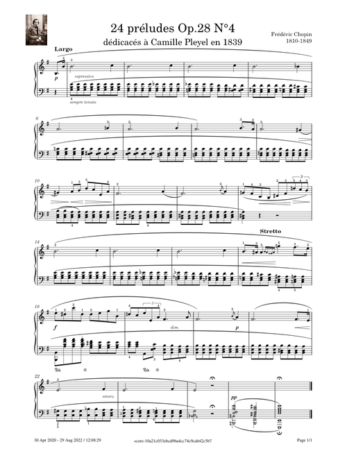 24 préludes Op.28 N°4 – Frédéric Chopin