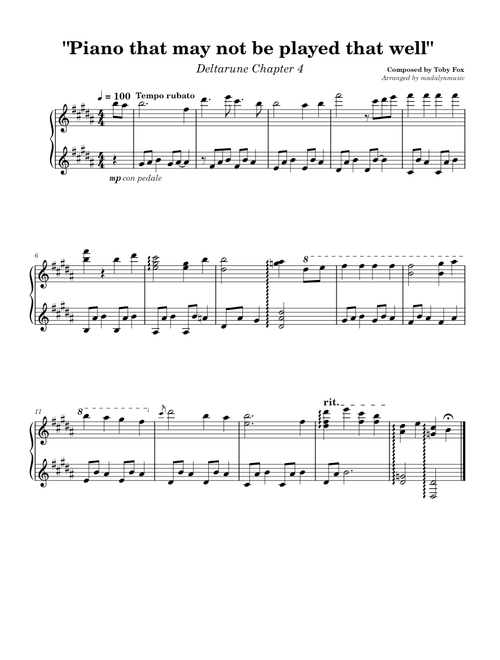 Piano that may not be played that well- Deltarune Chapter 4
