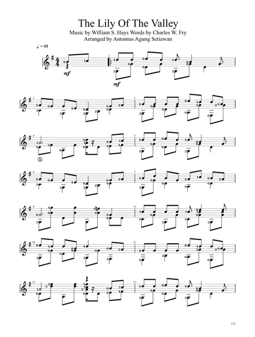 The Lily Of The Valley (Solo Guitar Score) (Arr. Antonius Agung Setiawan) - Charles W Fry William S Hays (Solo Guitar)