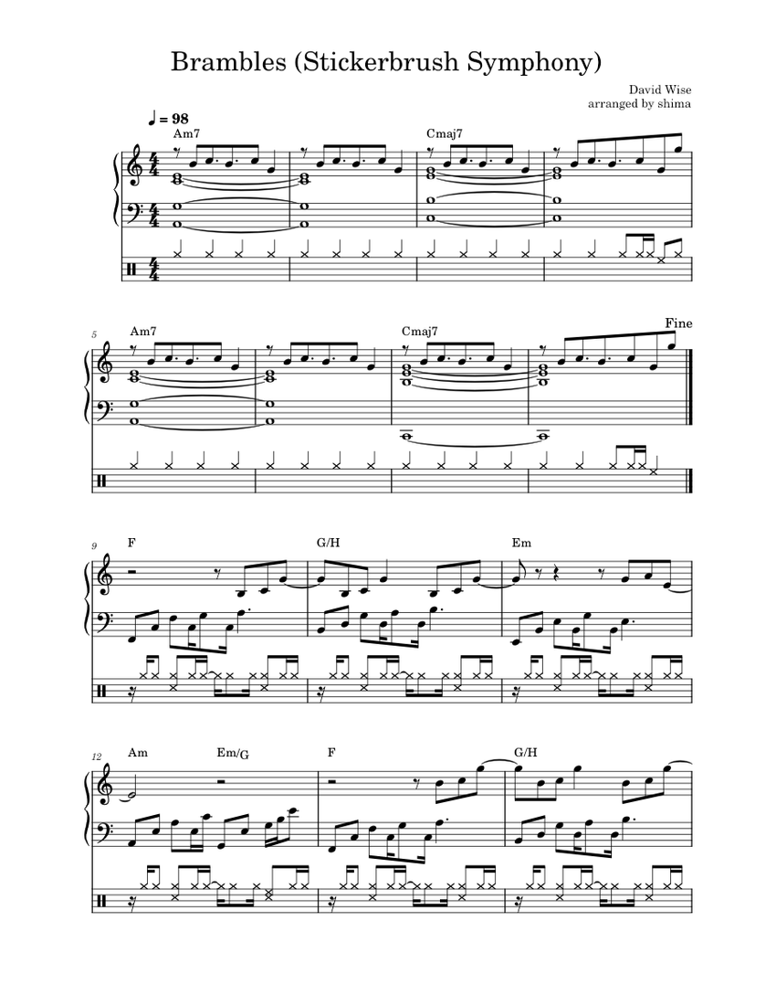 David Wise - Brambles (Stickerbrush Symphony) Sheet Music with