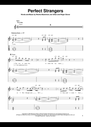 Perfect Strangers Deep Purple Keyboard Sheet Music for Organ