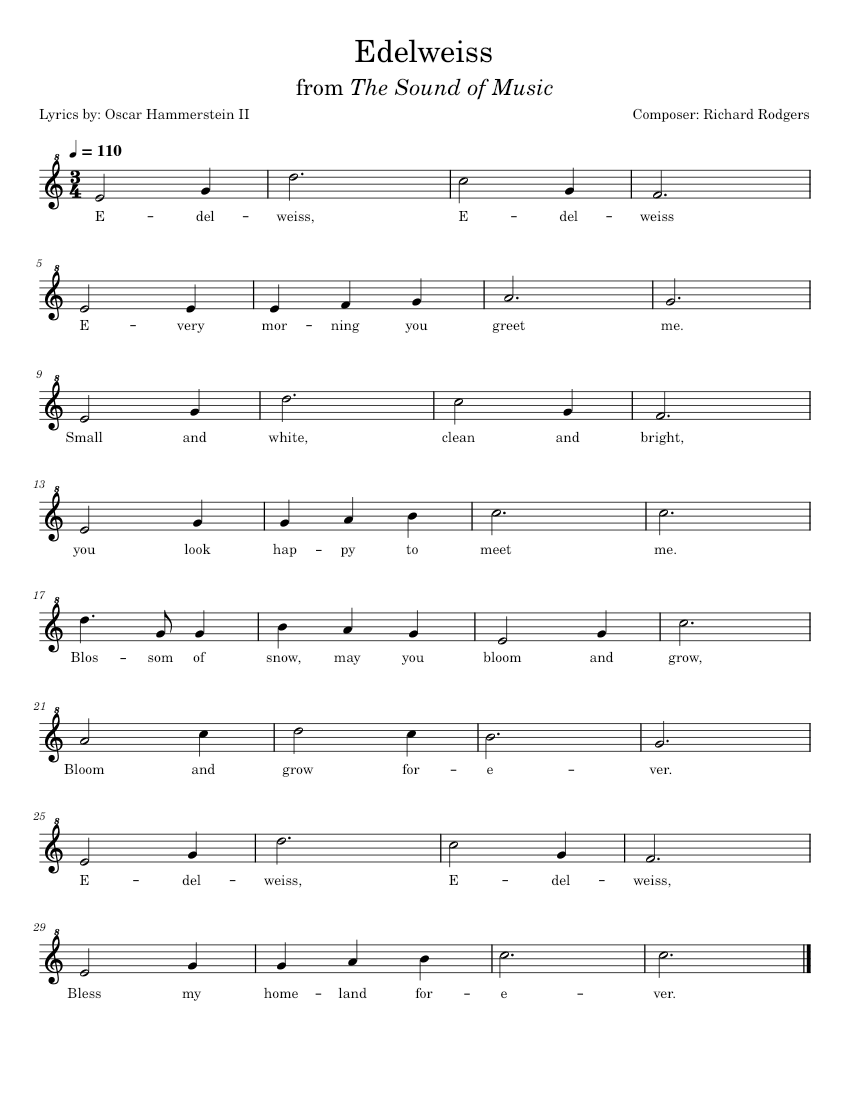 Edelweiss - Richard Rodgers from The Sound of Music Sheet Music