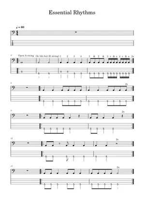 Essentials Rhythm Essential Rhythms Sheet Music and Tab for Bass guitar (Solo ...