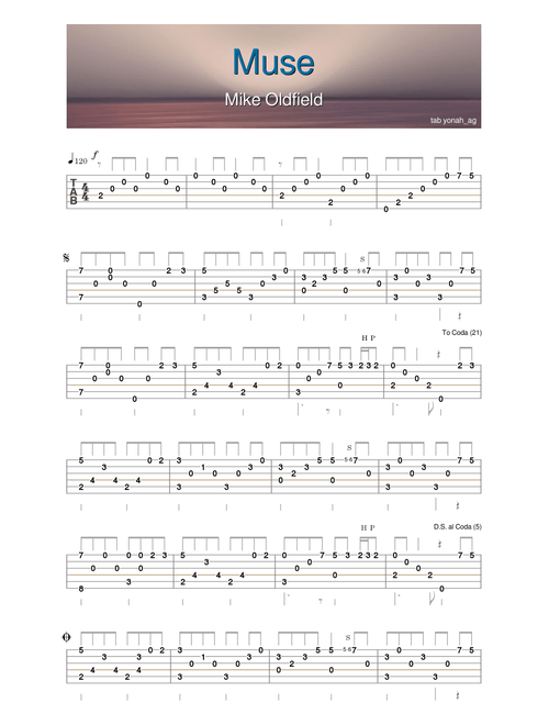 Muse – Mike Oldfield – Guitar Tab