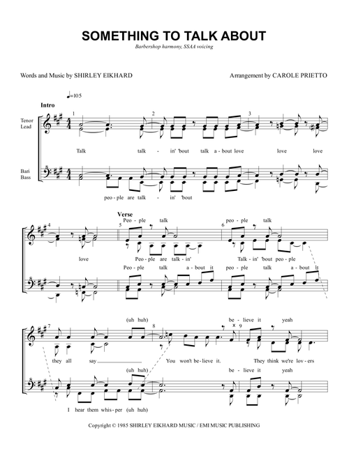 Something To Talk About (let's Give Them Something To Talk About) (Arr. CAROLE PRIETTO) - Bonnie Raitt (Barbershop Quartet)