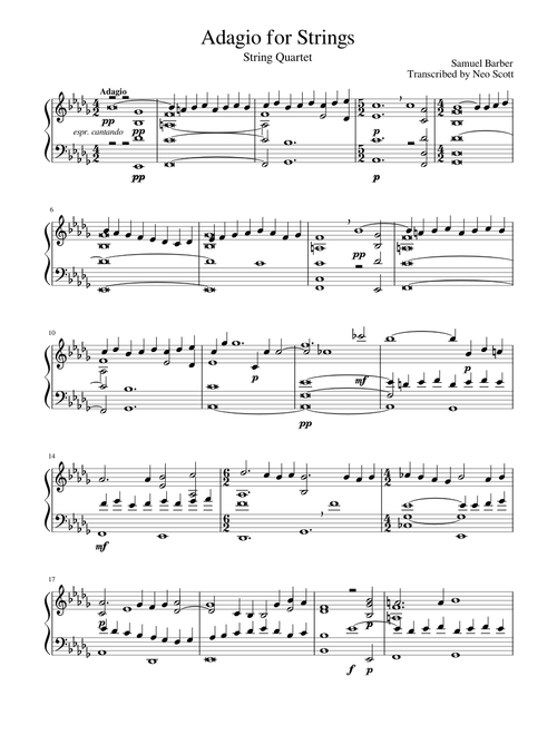 Adagio for Strings - Piano