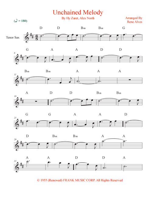 Unchained Melody (Arr. Rene Alves) - Al Hibbler (Tenor Sax Solo)