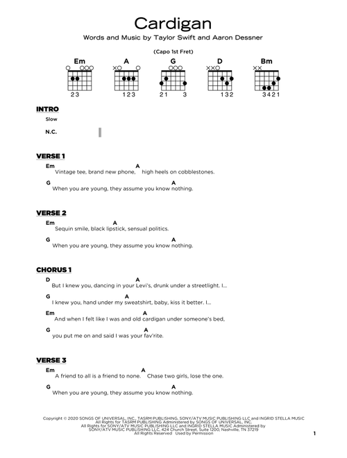 cardigan - Taylor Swift (Really Easy Guitar)