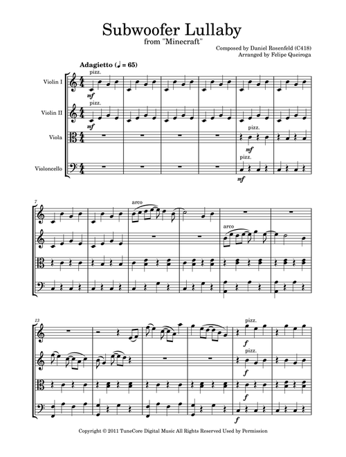 Subwoofer Lullaby (Arr. Felipe Queiroga) - C418 (String Quartet)