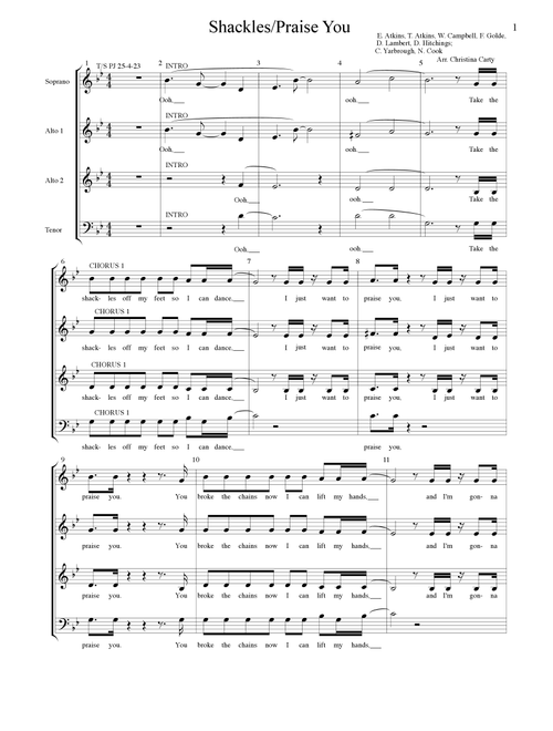 Shackles (praise You) (Arr. Christina Carty) - Mary Mary (Choral, 4-Part)