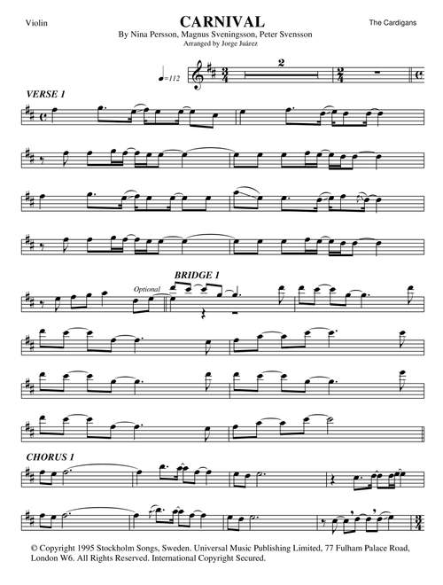 Carnival (Arr. Jorge Juárez) - The Cardigans (Violin Solo)