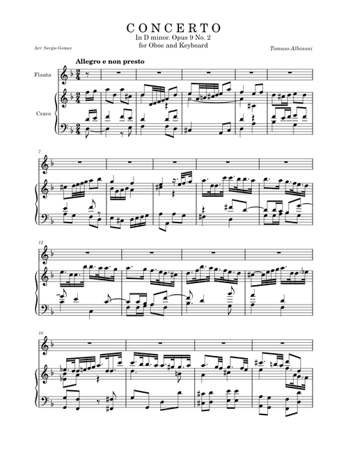 Oboe Concerto in D minor, Op.9 No.2 – Tomaso Albinoni