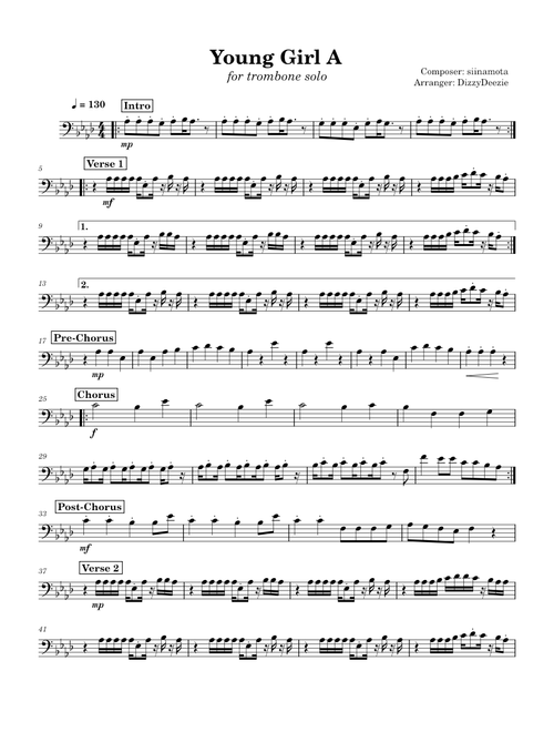 Young Girl A – siinamota (for trombone solo)