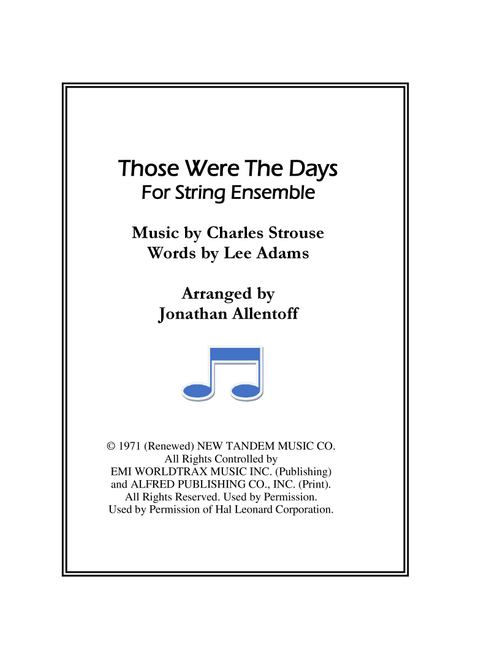Those Were The Days (Arr. Jonathan Allentoff) - Charles Strouse (Small Ensemble)