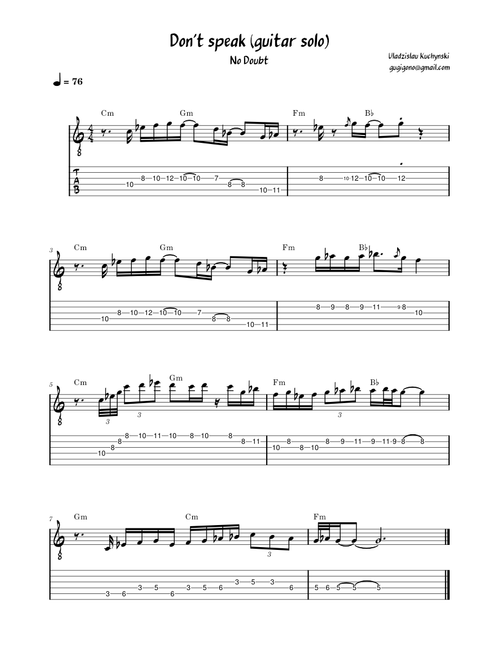 Don't Speak – No Doubt (guitar solo)
