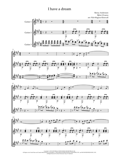 I Have A Dream (Arr. Nils-Magnus Kinnvall) - ABBA (Guitar Ensemble)