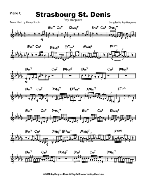 Strasbourg / St. Denis (Arr. Alexey Stepin) - Roy Hargrove (Piano-Vocal-Guitar (Piano Accompaniment))