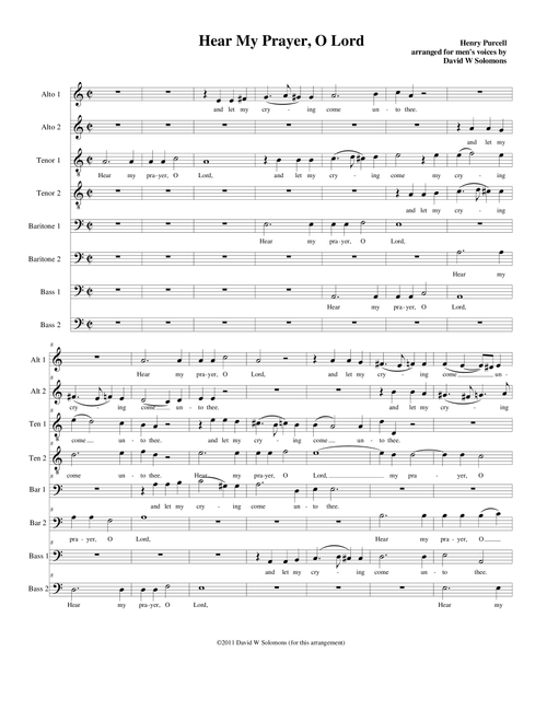 Hear my Prayer o Lord (Arr. David Warin Solomons) - Henry Purcell (Choral, Mixed Choir)