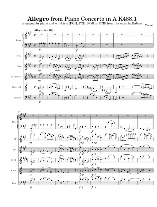 Allegro from Piano Concerto No.23 in A major, K.488 – Wolfgang Amadeus Mozart
