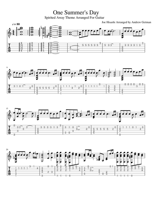 One Summer's Day Tab