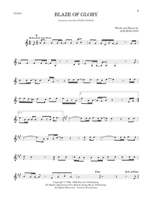 Blaze Of Glory - Jon Bon Jovi (Violin Solo)