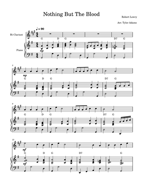 Nothing But The Blood (Clarinet Solo and Piano) (Arr. Tyler Adams) - Robert Lowry (Clarinet and Piano)