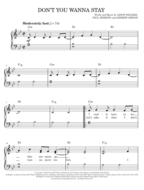 Don't You Wanna Stay - Jason Aldean with Kelly Clarkson, Kelly Clarkson (Easy Piano)